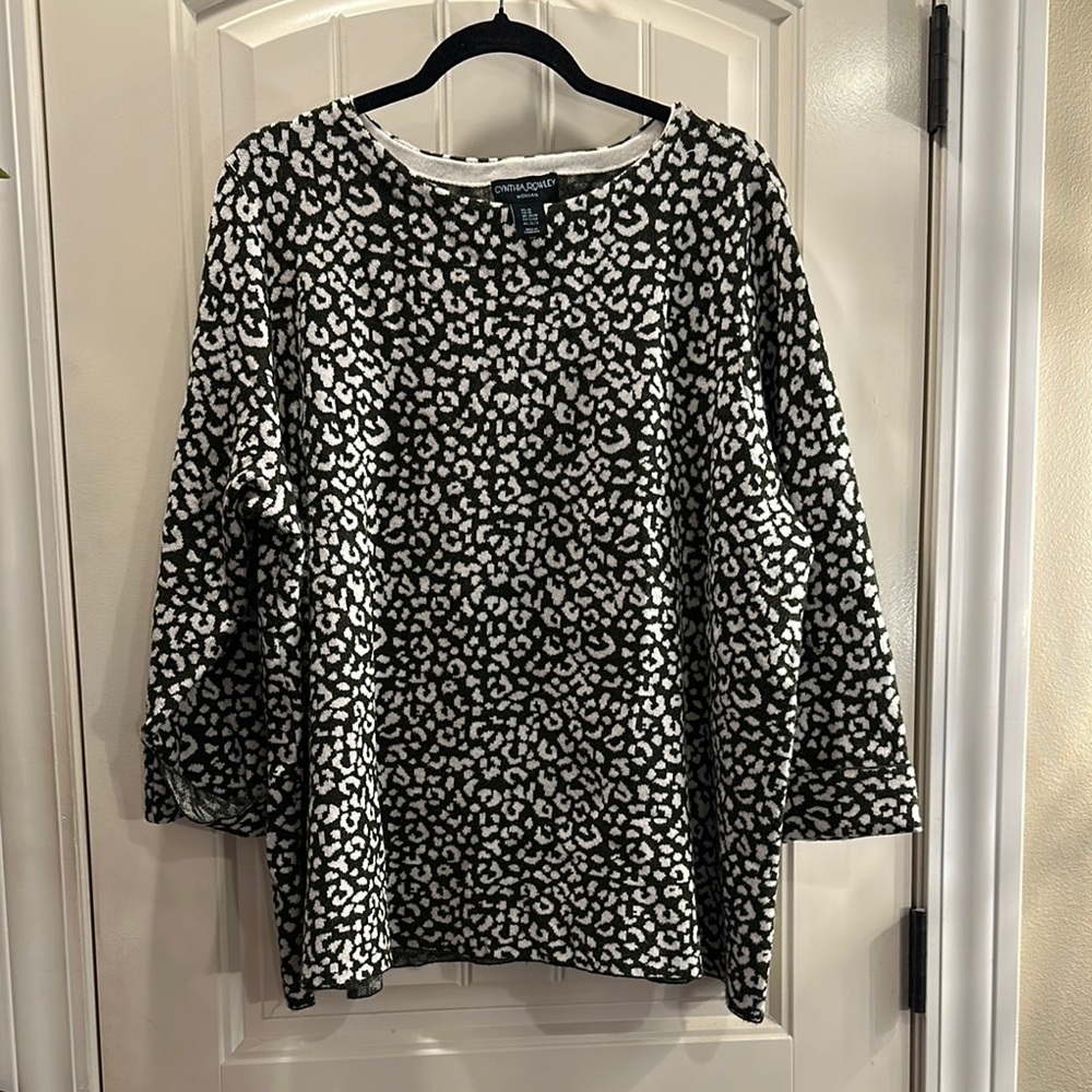 Cynthia Rowley Black and White Leopard Print Top